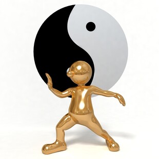 金人托举阴阳太极图