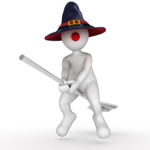 戴巫师帽持魔杖的3D小人