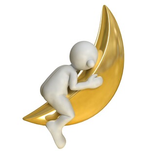 小人依偎金色月牙
