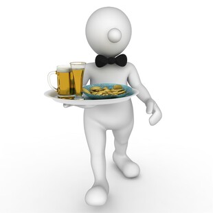 3D小人端着啤酒和食物