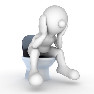 坐在马桶上苦恼的3D小人