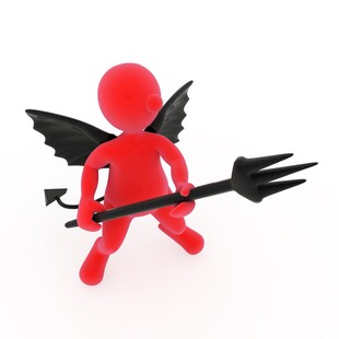 红色小恶魔持三叉戟形象