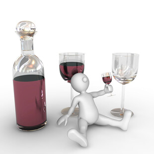 小人惬意享受红酒时光