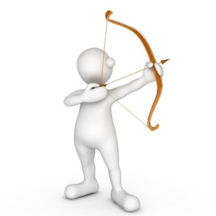 白色小人拉弓射箭瞬间