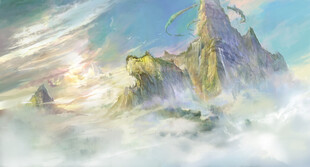 梦幻云海中的巍峨山峰