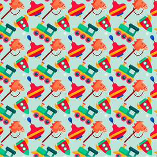 多彩卡通玩具图案无缝背景