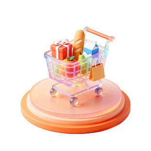 购物车满载商品3D图