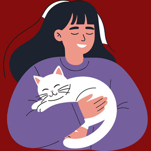 女孩温馨怀抱可爱猫咪