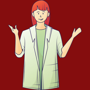 红发女子摊手显无奈