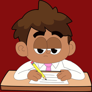 男孩专注伏案书写