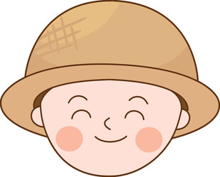 戴草帽的可爱笑脸小孩