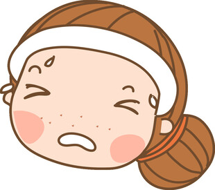 皱眉嘟嘴的可爱卡通女孩