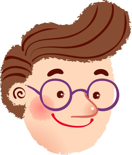 戴眼镜微笑的卡通男孩