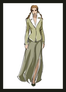 复古风格女士长款西装裙装