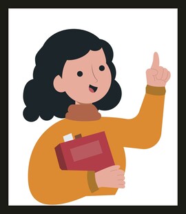 女教师手持书本讲课示意