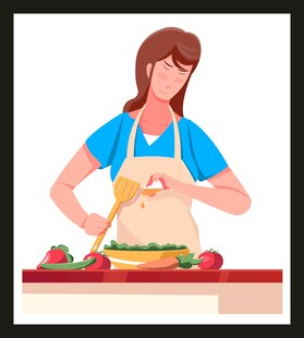 女士专注制作美味三明治