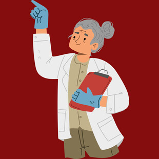老年女科学家专注实验观察