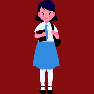 背着书包的校园女孩