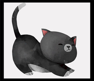 可爱小黑猫俏皮姿态