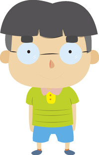 戴眼镜的可爱小男孩