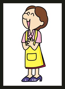 围裙女孩开心吐舌