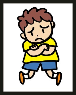 奔跑的苦恼小男孩