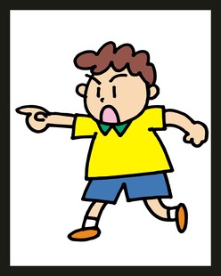 奔跑指向前方的小男孩
