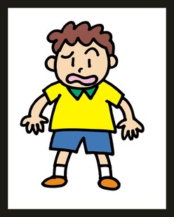 表情惊讶的卡通小男孩