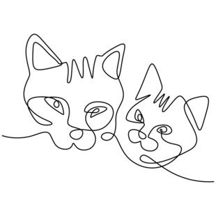 双猫线条画