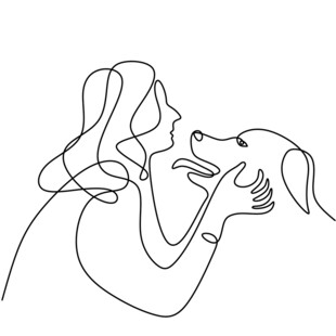 女孩与狗的温馨一刻