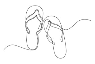沙滩上的简约人字拖线条画