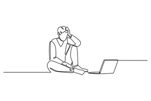 疲惫办公者手扶额头沉思