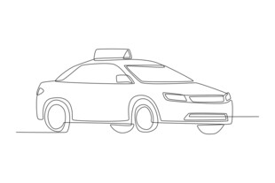 简约线条勾勒的出租车