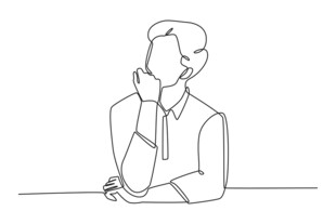 沉思男士简笔画