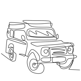 线条勾勒的复古越野汽车