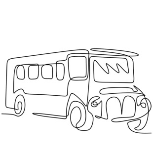 手绘线条风格的公共汽车