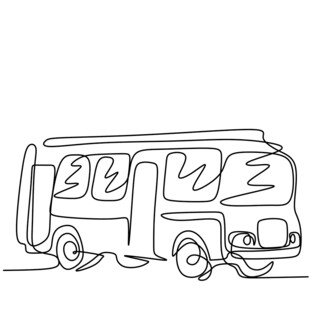 线条勾勒的简约公交车