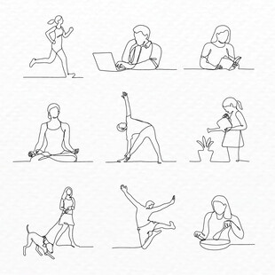 多样日常活动简笔画