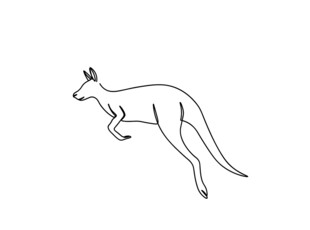 跳跃的袋鼠线条插画