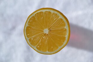 半片柠檬的清新特写