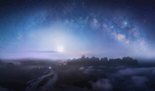 梦幻桂林云海星空美景