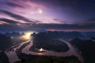 桂林山河月夜美景