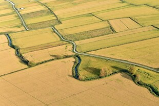 航拍田野间蜿蜒公路