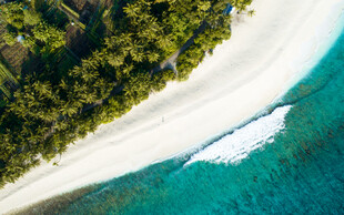 俯瞰碧海白沙绿树美景