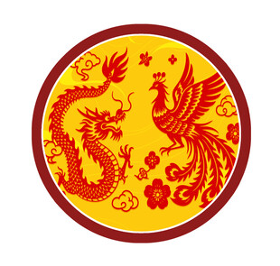 龙凤圆形图案