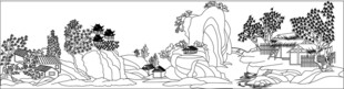 水墨山水田园风景图