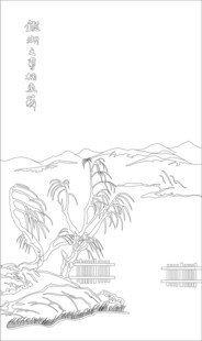 水墨山水线稿图