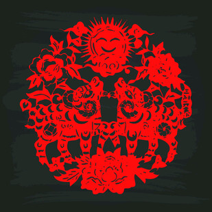 传统红色剪纸艺术图案