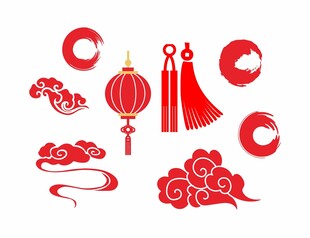 中式传统红色吉祥装饰元素