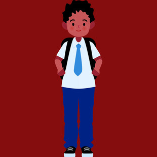 背着书包的小男孩